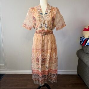 Vintage Paisley Print Dress